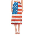 Rough USA Flag Print Side Slit Midi Skirt