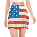 Rough USA Flag Print Side Slit Mini Skirt