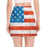 Rough USA Flag Print Side Slit Mini Skirt