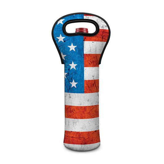 Rough USA Flag Print Single Neoprene Wine Tote