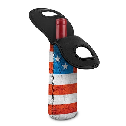 Rough USA Flag Print Single Neoprene Wine Tote