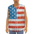 Rough USA Flag Print Sleeveless Baseball Jersey