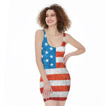 Rough USA Flag Print Sleeveless Bodycon Dress