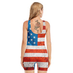 Rough USA Flag Print Sleeveless One Piece Swimsuit