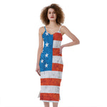 Rough USA Flag Print Slim Fit Midi Cami Dress