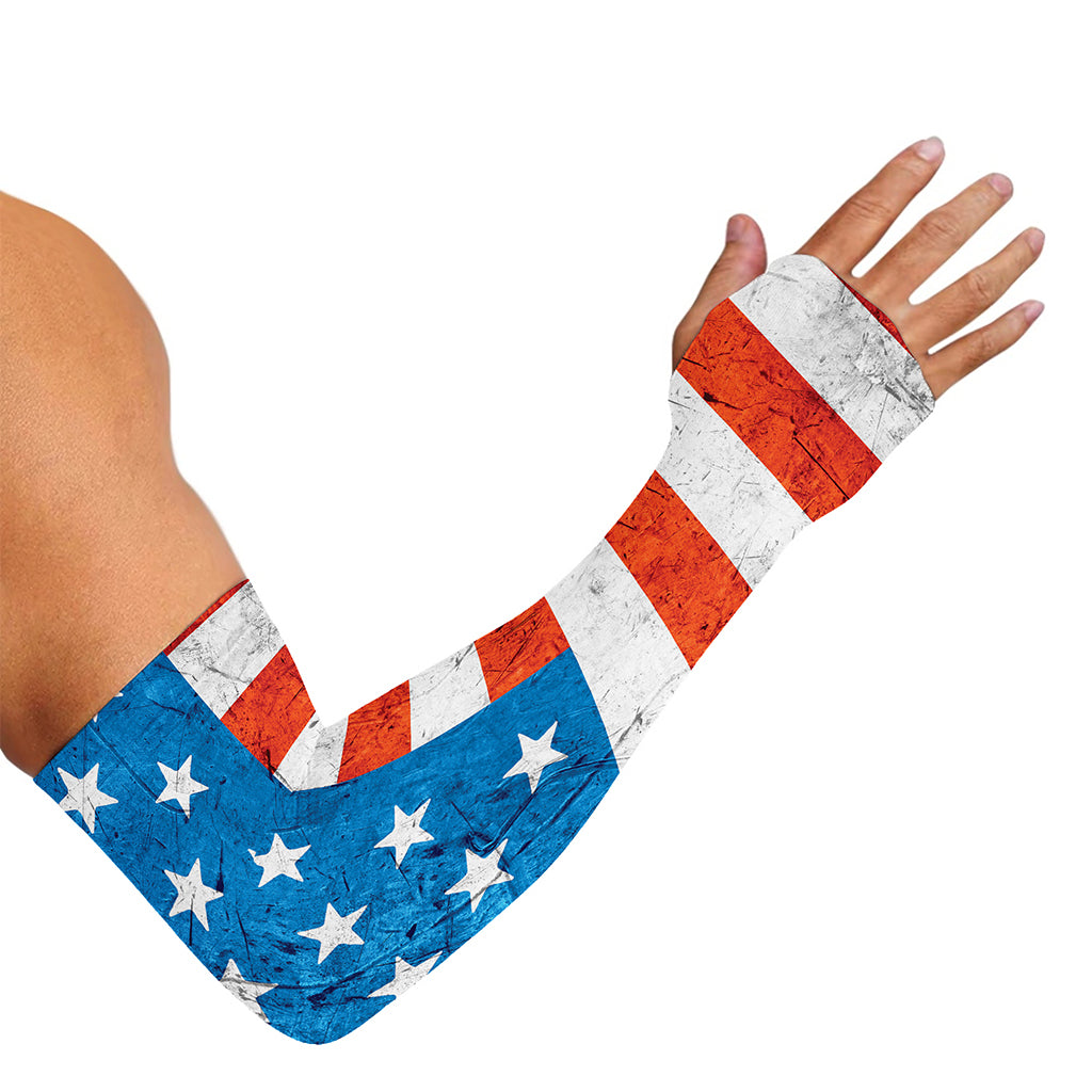 Rough USA Flag Print Sun Protection Arm Sleeves
