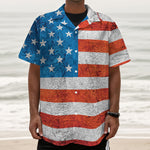 Rough USA Flag Print Textured Short Sleeve Shirt