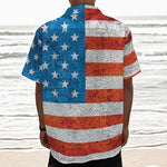 Rough USA Flag Print Textured Short Sleeve Shirt
