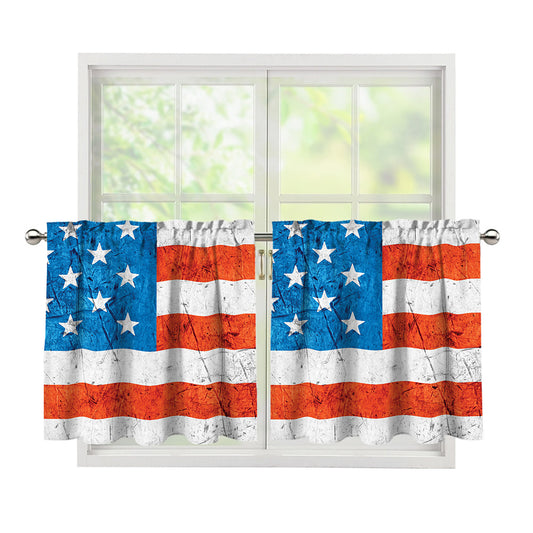 Rough USA Flag Print Tier Curtains