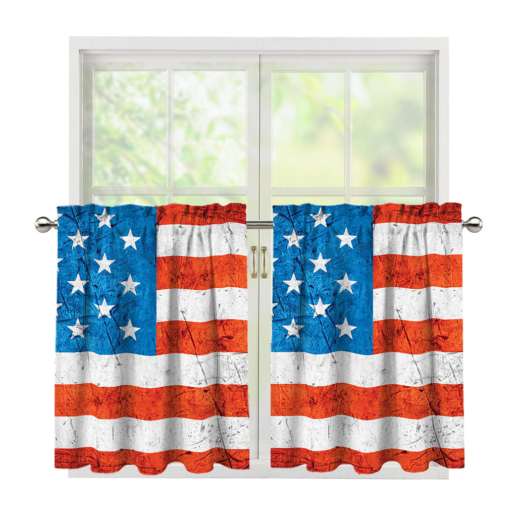 Rough USA Flag Print Tier Curtains