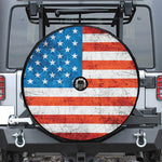 Rough USA Flag Print Tire Cover With Camera Hole