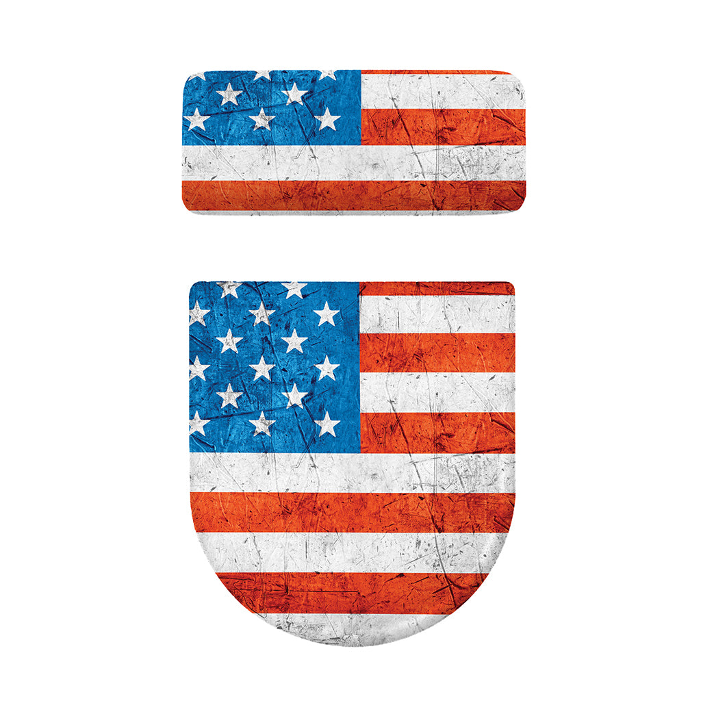 Rough USA Flag Print Toilet Lid And Tank Cover Set