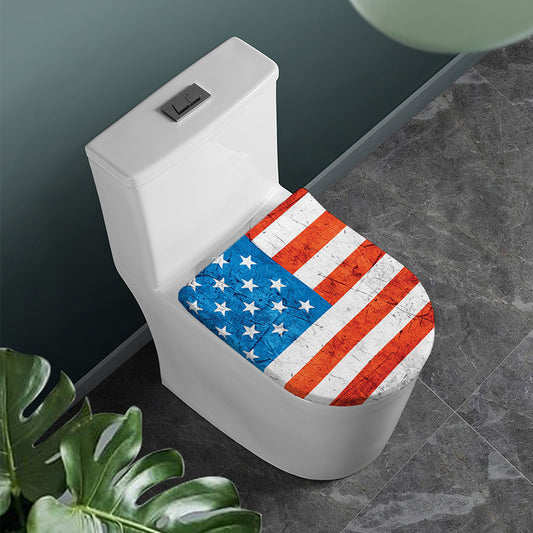 Rough USA Flag Print Toilet Lid Cover