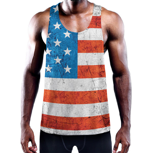Rough USA Flag Print Training Tank Top