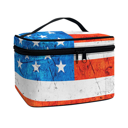Rough USA Flag Print Travel Makeup Bag