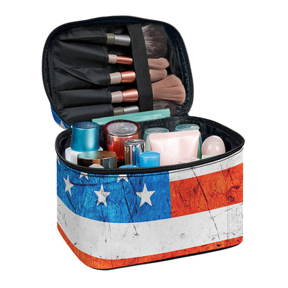 Rough USA Flag Print Travel Makeup Bag
