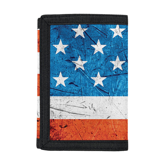 Rough USA Flag Print Trifold Wallet