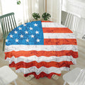 Rough USA Flag Print Waterproof Round Tablecloth