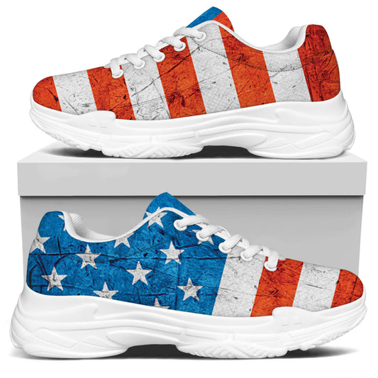 Rough USA Flag Print White Chunky Shoes