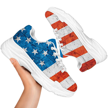 Rough USA Flag Print White Chunky Shoes