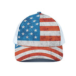Rough USA Flag Print White Mesh Trucker Cap