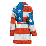 Rough USA Flag Print Women's Bathrobe