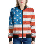 Rough USA Flag Print Women's Bomber Jacket