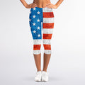 Rough USA Flag Print Women's Capri Leggings