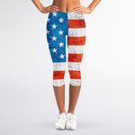 Rough USA Flag Print Women's Capri Leggings