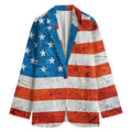 Rough USA Flag Print Women's Cotton Blazer