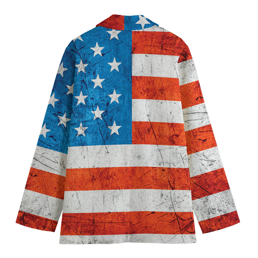 Rough USA Flag Print Women's Cotton Blazer