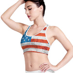 Rough USA Flag Print Women's Sports Bra