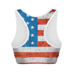 Rough USA Flag Print Women's Sports Bra