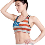 Rough USA Flag Print Women's Sports Bra