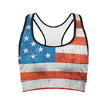 Rough USA Flag Print Women's Sports Bra