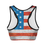 Rough USA Flag Print Women's Sports Bra