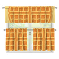 Round Waffle Print 3 Piece Kitchen Curtains