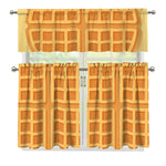 Round Waffle Print 3 Piece Kitchen Curtains