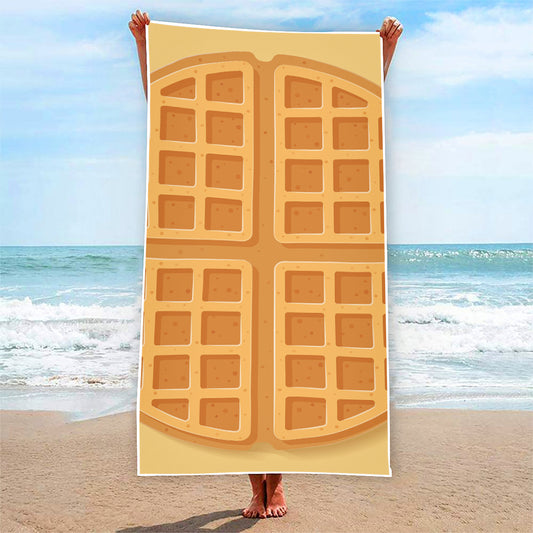 Round Waffle Print Beach Towel