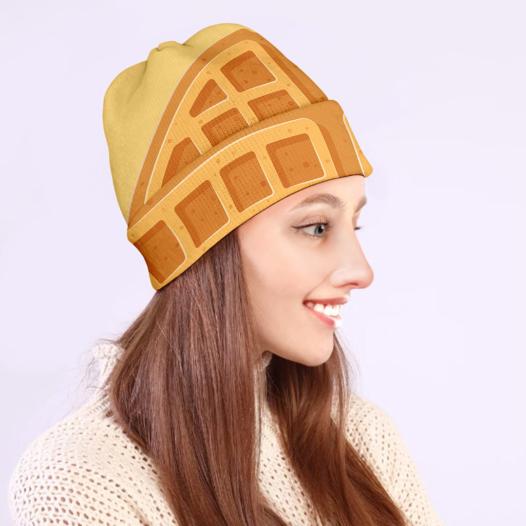 Round Waffle Print Beanie