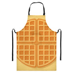 Round Waffle Print Bib Apron With Pocket