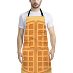 Round Waffle Print Bib Apron With Pocket