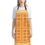 Round Waffle Print Bib Apron With Pocket