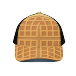 Round Waffle Print Black Mesh Trucker Cap