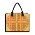 Round Waffle Print Canvas Tote Bag