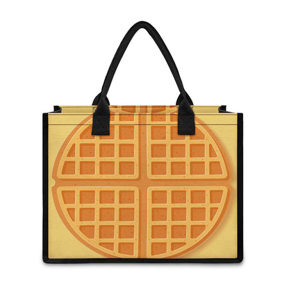 Round Waffle Print Canvas Tote Bag