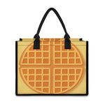 Round Waffle Print Canvas Tote Bag