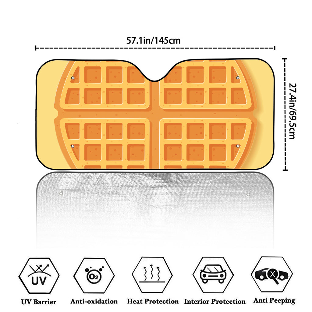 Round Waffle Print Car Windshield Sun Shade