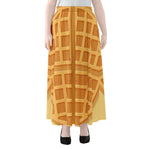 Round Waffle Print Chiffon Maxi Skirt