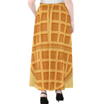 Round Waffle Print Chiffon Maxi Skirt